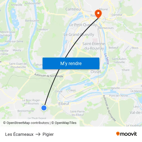 Les Écameaux to Pigier map