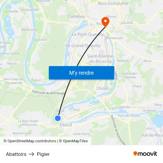 Abattoirs to Pigier map