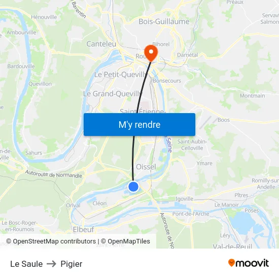Le Saule to Pigier map