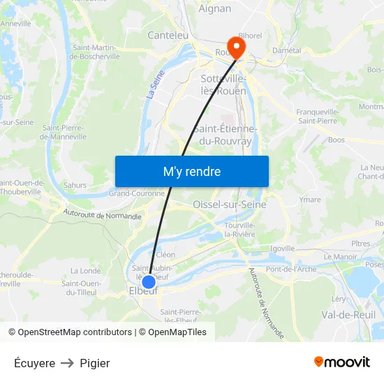 Écuyere to Pigier map