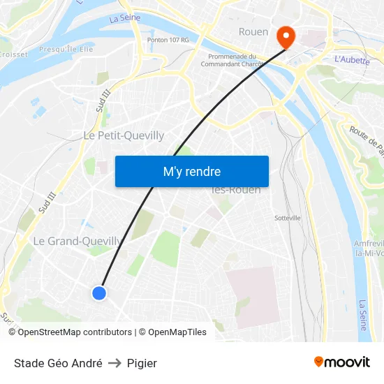 Stade Géo André to Pigier map