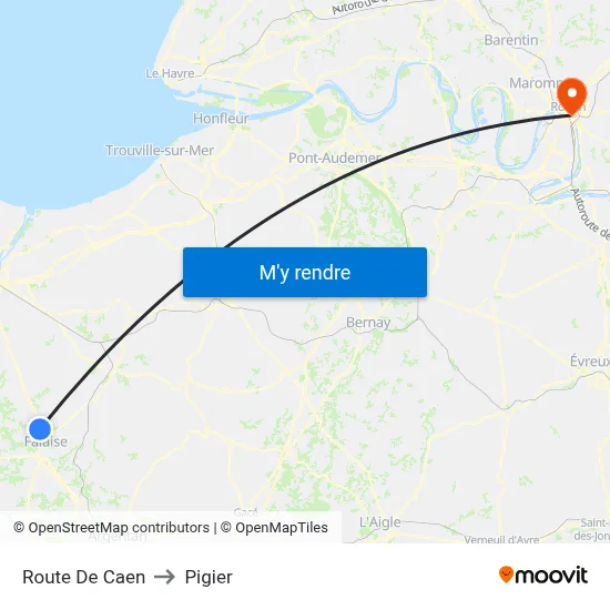 Route De Caen to Pigier map