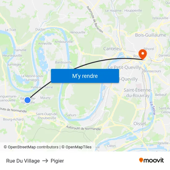 Rue Du Village to Pigier map