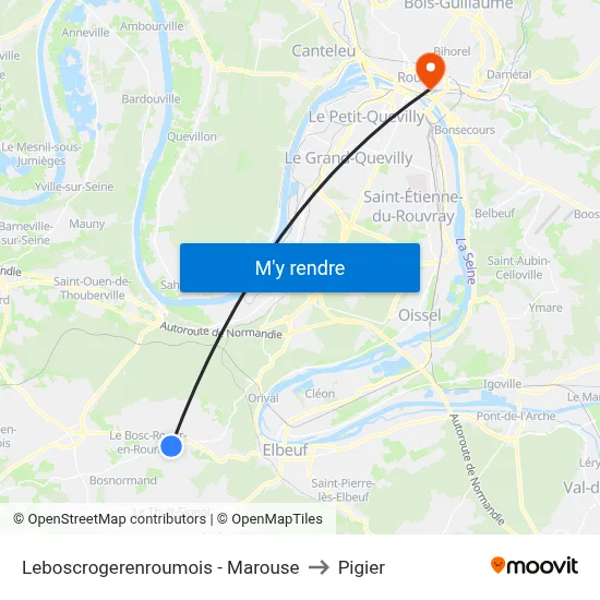 Leboscrogerenroumois - Marouse to Pigier map