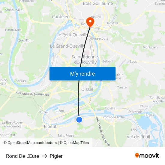 Rond De L'Eure to Pigier map