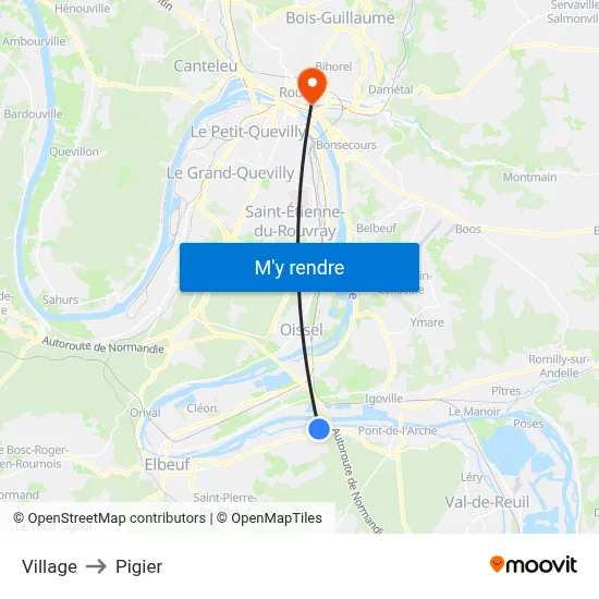 Village to Pigier map