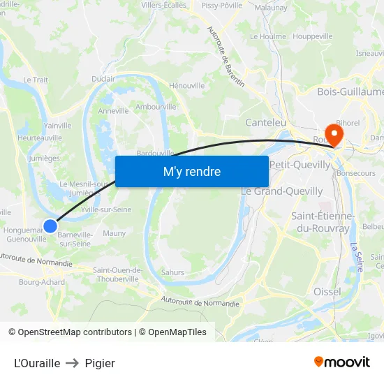 L'Ouraille to Pigier map
