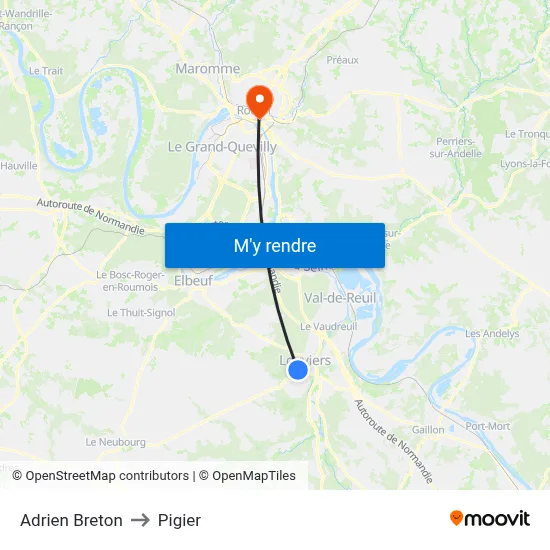 Adrien Breton to Pigier map