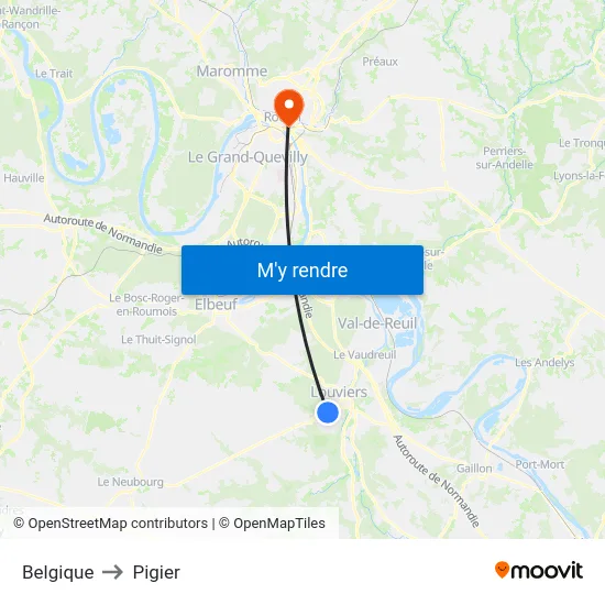 Belgique to Pigier map