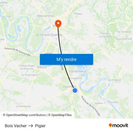 Bois Vacher to Pigier map