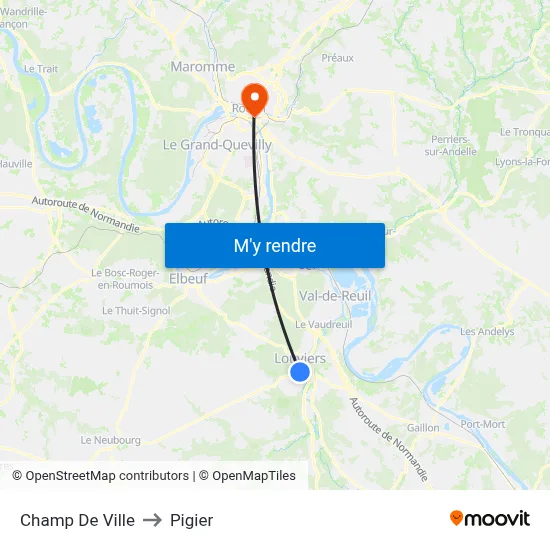 Champ De Ville to Pigier map