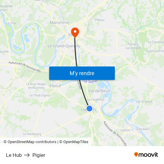 Le Hub to Pigier map