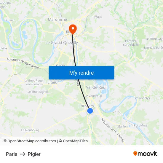 Paris to Pigier map