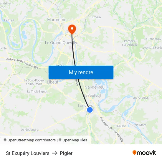 St Exupéry Louviers to Pigier map