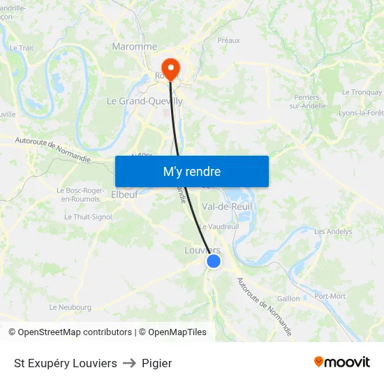 St Exupéry Louviers to Pigier map
