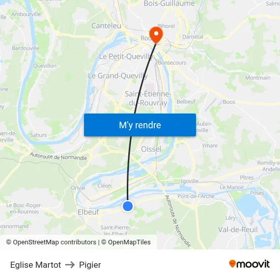 Eglise Martot to Pigier map