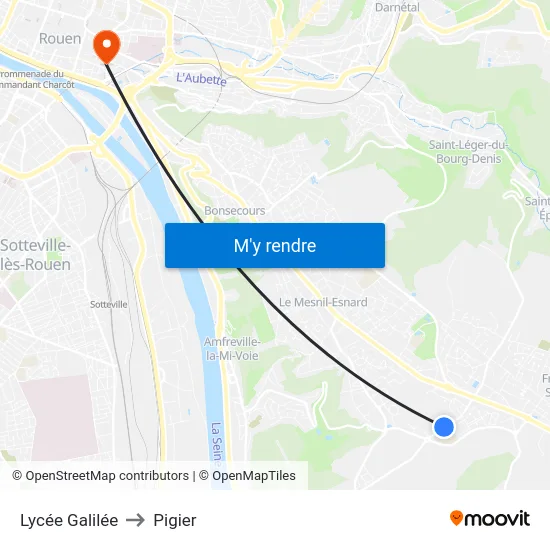 Lycée Galilée to Pigier map