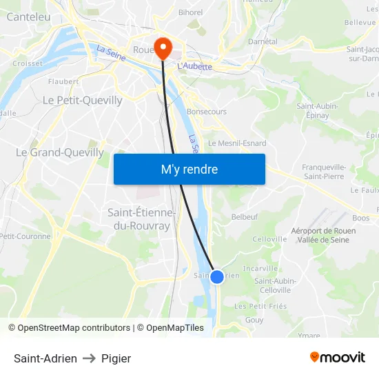 Saint-Adrien to Pigier map
