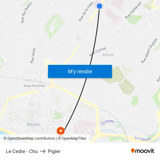 Le Cedre - Chu to Pigier map