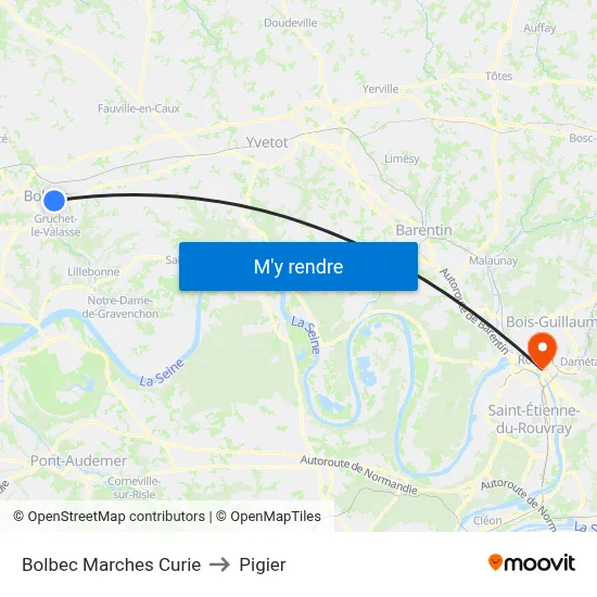 Bolbec Marches Curie to Pigier map