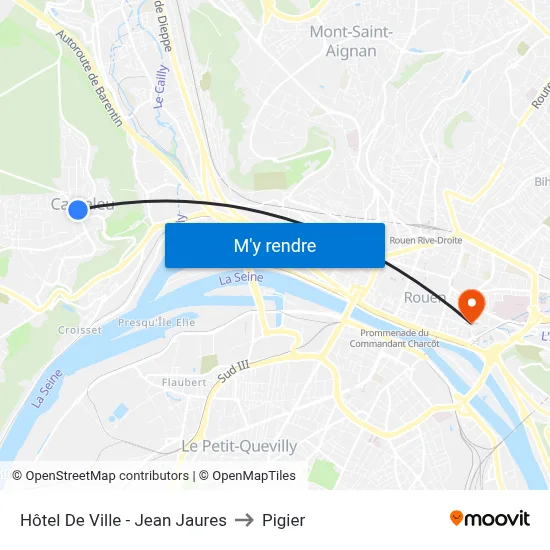 Hôtel De Ville - Jean Jaures to Pigier map