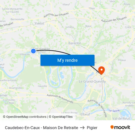 Caudebec-En-Caux - Maison De Retraite to Pigier map