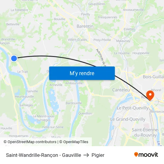 Saint-Wandrille-Rançon - Gauvillle to Pigier map