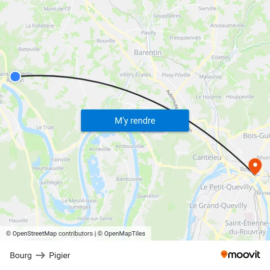 Bourg to Pigier map