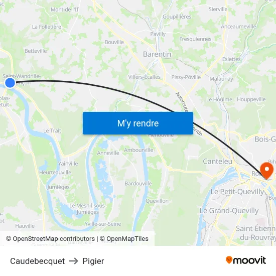 Caudebecquet to Pigier map
