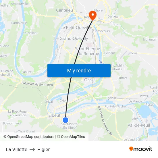 La Villette to Pigier map