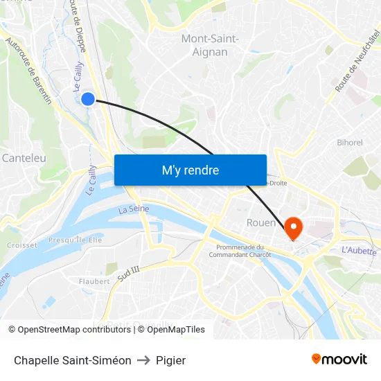 Chapelle Saint-Siméon to Pigier map