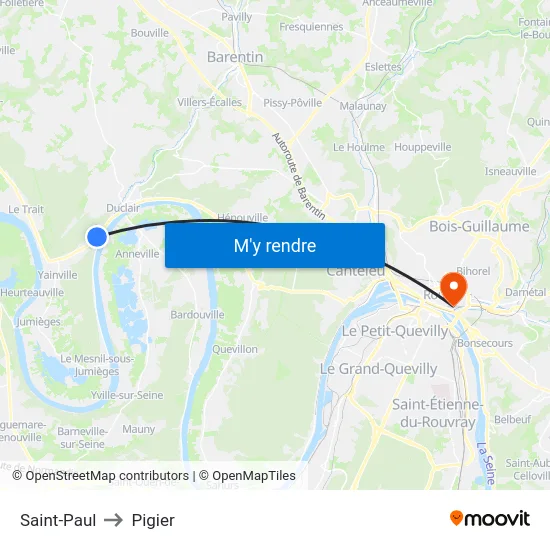 Saint-Paul to Pigier map
