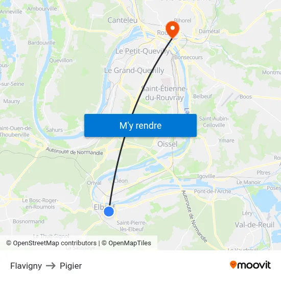 Flavigny to Pigier map