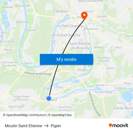 Moulin Saint Etienne to Pigier map