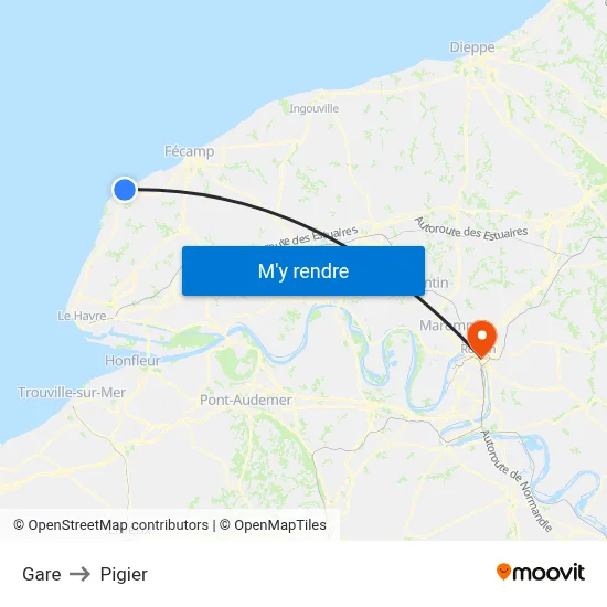 Gare to Pigier map