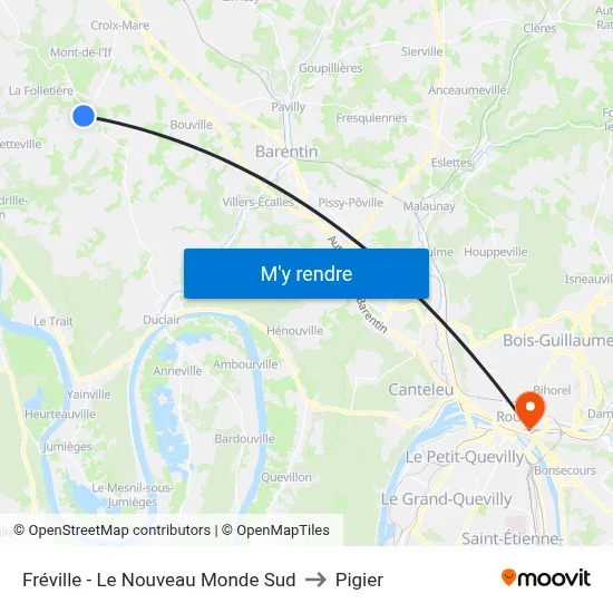 Fréville - Le Nouveau Monde Sud to Pigier map