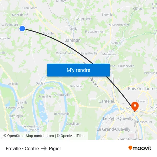 Fréville - Centre to Pigier map