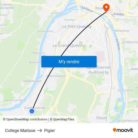College Matisse to Pigier map