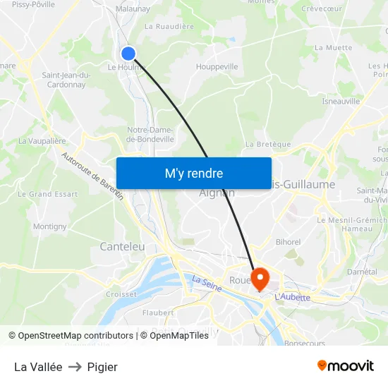 La Vallée to Pigier map