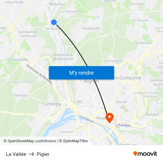 La Vallée to Pigier map