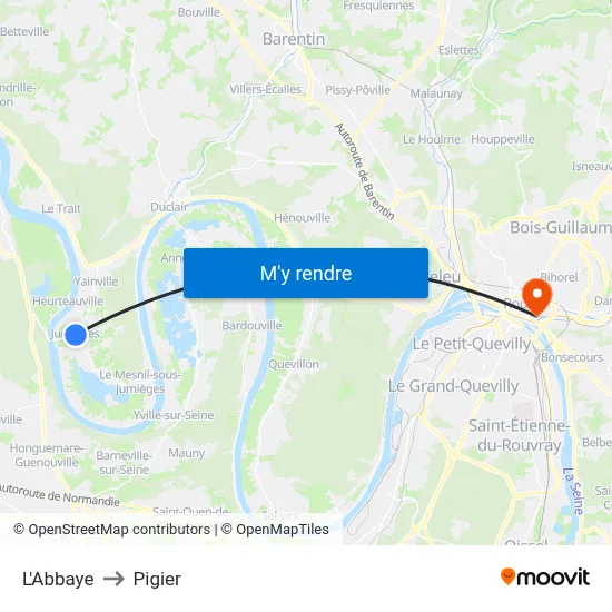 L'Abbaye to Pigier map