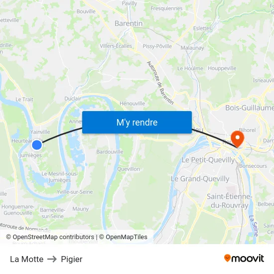 La Motte to Pigier map