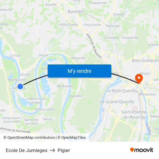 Ecole De Jumieges to Pigier map
