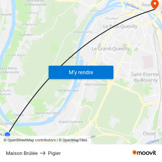 Maison Brûlée to Pigier map