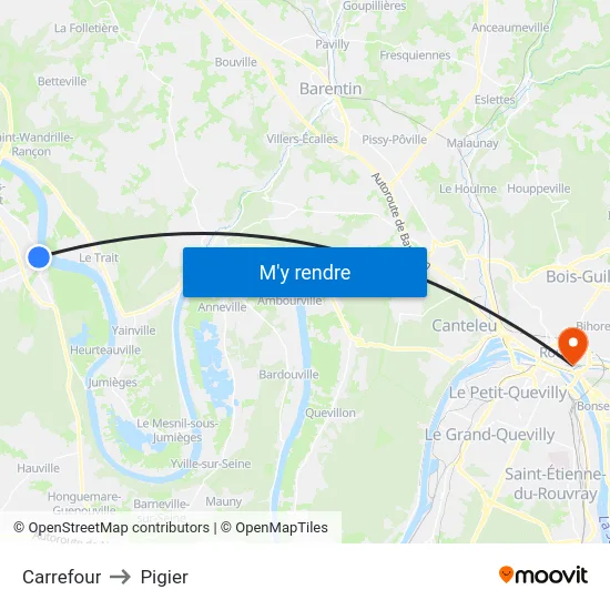 Carrefour to Pigier map