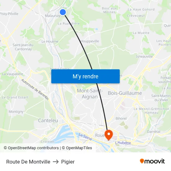 Route De Montville to Pigier map