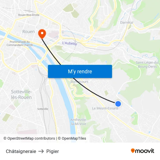 Châtaigneraie to Pigier map