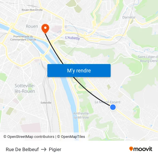 Rue De Belbeuf to Pigier map