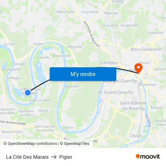 La Cité Des Marais to Pigier map
