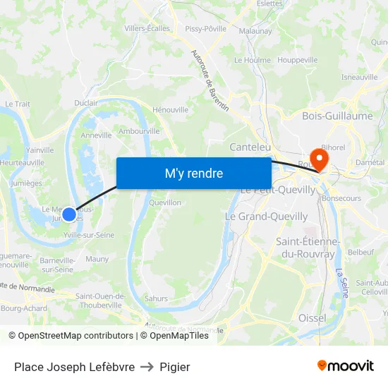 Place Joseph Lefèbvre to Pigier map